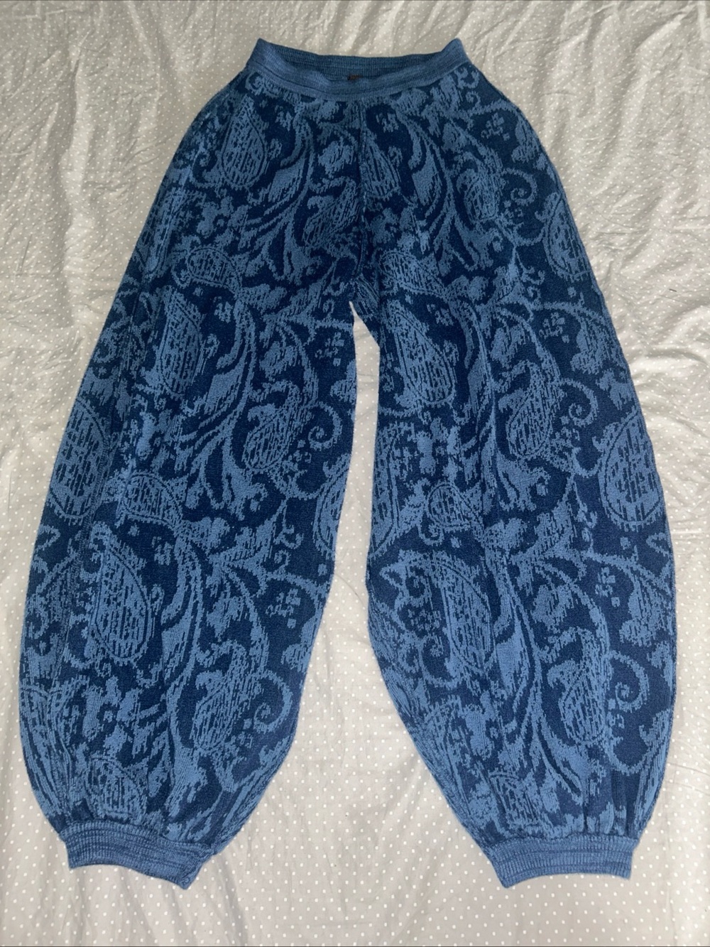 FP Beach Free People Size X-Small Blue Knit Pant Boho Balloon Leg Casual Relaxed